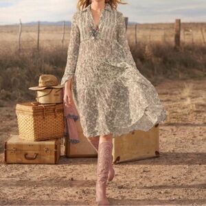 Sundance Brown Tiered Peasant Cottagecore Ethereal Western Beachy Dress Medium